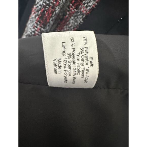 Lane Bryant Red, Gray & Black Metallic Modern Tweed Blazer Jacket Size 18 - Picture 9 of 11